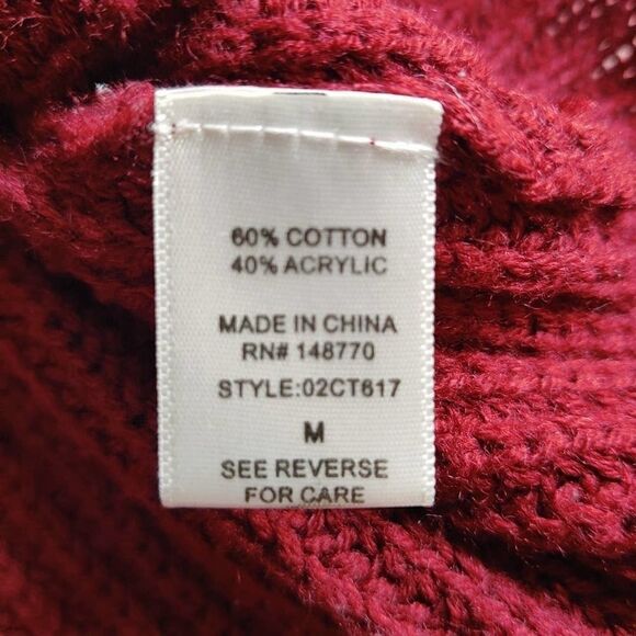 Sienna Sky ribbed burgundy pullover sweater sz M - Picture 8 of 8